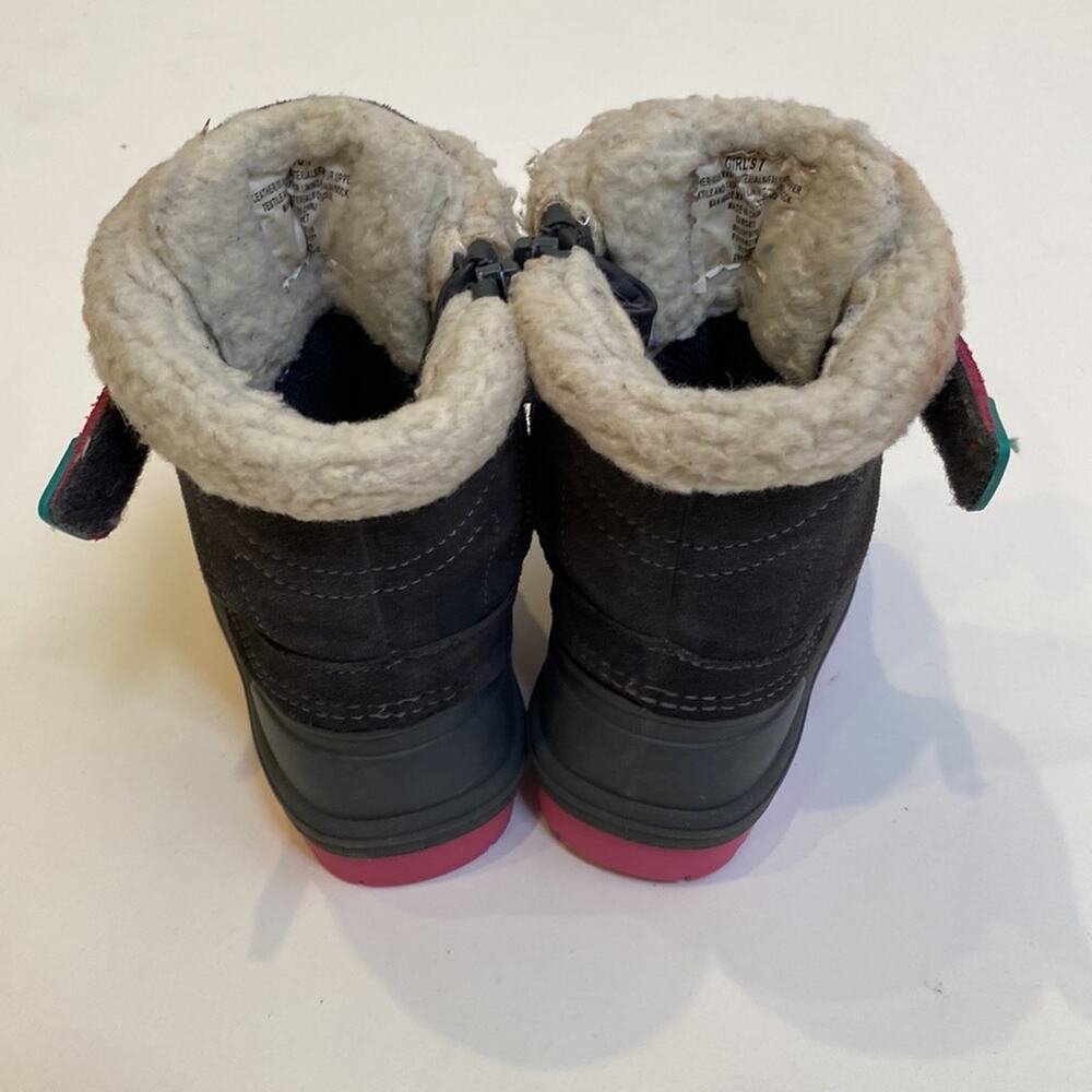 Cat & Jack Winter Waterproof Boots Zipper Dark Gray & Pink Sz 7 Toddler Girls - Picture 4 of 10